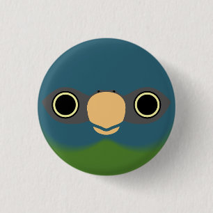 Das Gesicht eines blauköpfigen Aras Button