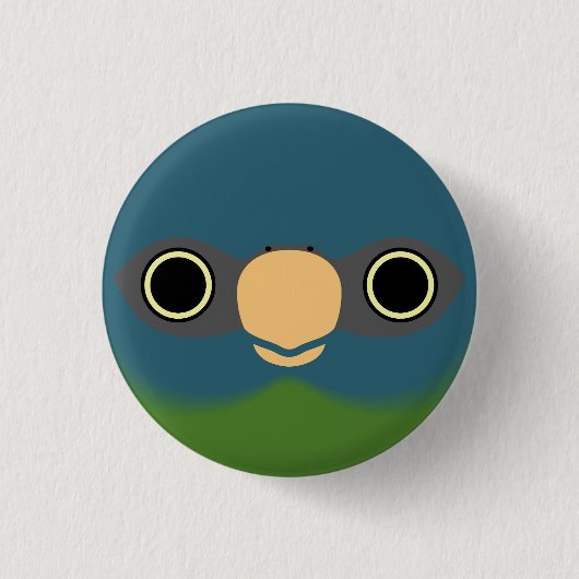 Das Gesicht eines blauköpfigen Aras Button (Vorderseite)