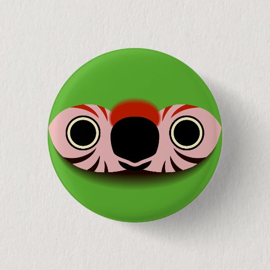 Das Gesicht eines großen grünen Ara Button (Vorderseite)