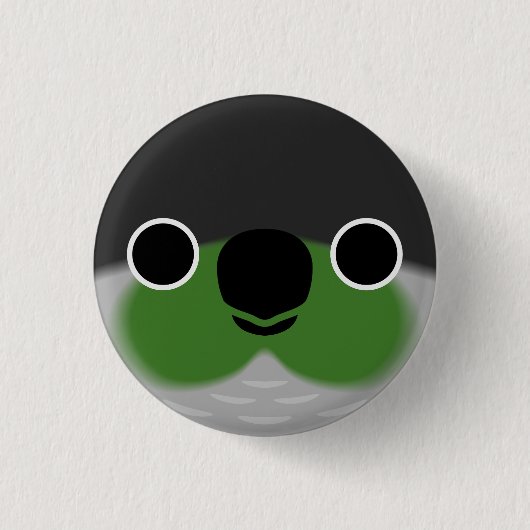 Das Gesicht eines grünen Wangenparakets Button (Vorderseite)