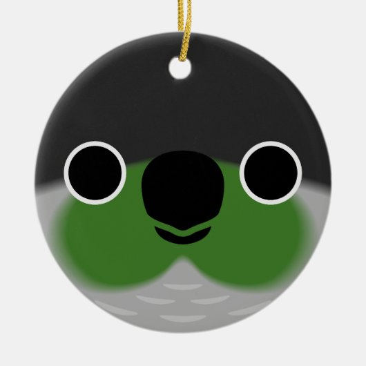 Das Gesicht eines grünen Wangenparakets Keramik Ornament (Vorne)