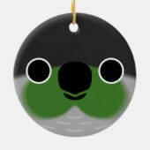 Das Gesicht eines grünen Wangenparakets Keramik Ornament (Hinten)