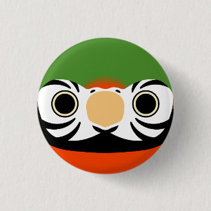 Das Gesicht eines Harlequin Macaw Button