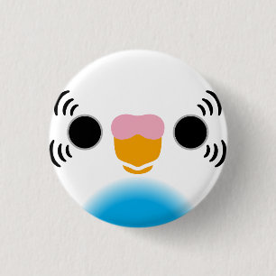 Das Gesicht eines himmelblauen, rezessiv gepiedene Button