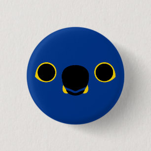 Das Gesicht eines Hyacinth-Aras Button