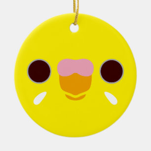 Das Gesicht eines Lutino-Budgie Keramik Ornament