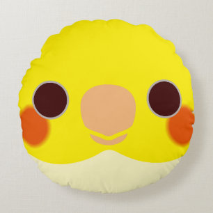Das Gesicht eines Lutino-Cockatiels Rundes Kissen