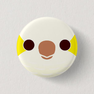 Das Gesicht eines Lutino Monk Parakeet Button