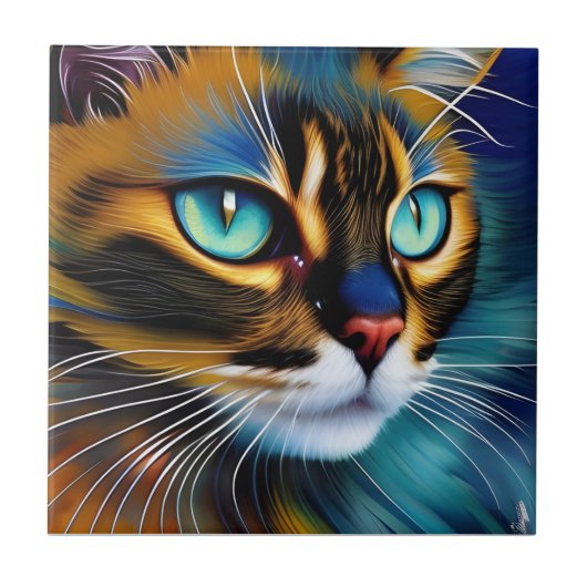 Das Gesicht eines niedlichen Lynx-Punktes Siam Fliese (Vorderseite)