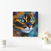 Das Gesicht eines niedlichen Lynx-Punktes Siam Quadratische Wanduhr (Zuhause)