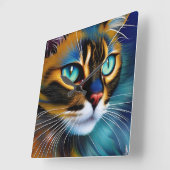 Das Gesicht eines niedlichen Lynx-Punktes Siam Quadratische Wanduhr (Winkel)