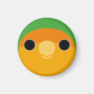 Das Gesicht eines orangefarbenen, pfirsichfarbenen Magnet