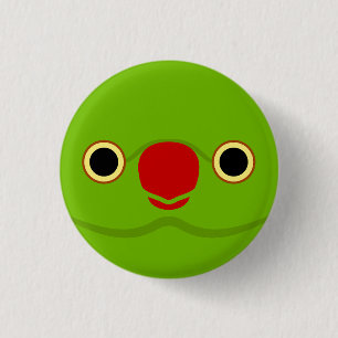 Das Gesicht eines von Rose umringten Parakets Button