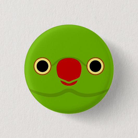 Das Gesicht eines von Rose umringten Parakets Button (Vorderseite)