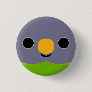 Das Gesicht eines weiblichen Pflaumenkopfparakets Button