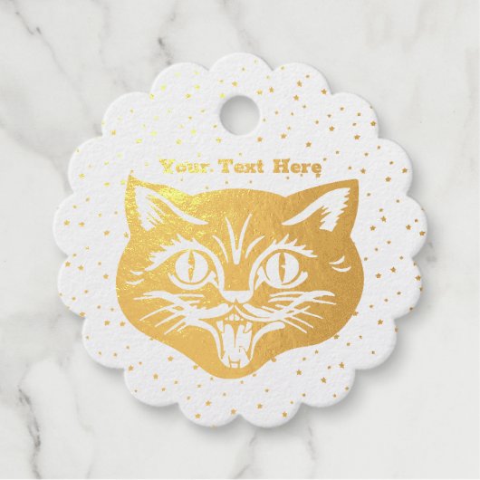 Das Gesicht in Gold von Halloween Style Katze Big Geschenkanhänger (Vorderseite)