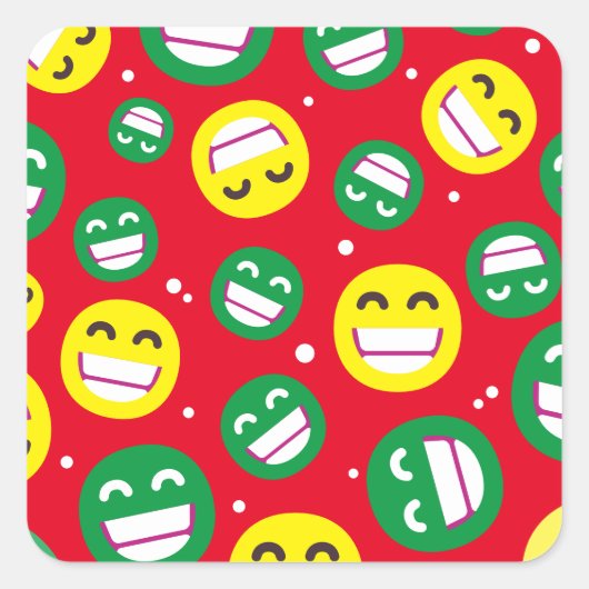 Das Gesicht lächelnd Augen Emojis Red Green Custom Quadratischer Aufkleber (Vorderseite)