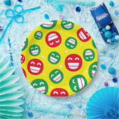 Das Gesicht lächelnd Augen Emojis Rot Gelb Pappteller (Party)