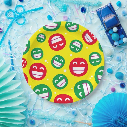 Das Gesicht lächelnd Augen Emojis Rot Gelb Pappteller (Party)