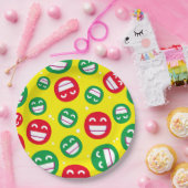 Das Gesicht lächelnd Augen Emojis Rot Gelb Pappteller (Party)