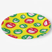 Das Gesicht lächelnd Augen Emojis Rot Gelb Pappteller (Schrägansicht)