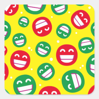 Das Gesicht lächelnd Augen Emojis Rot Gelb Quadratischer Aufkleber