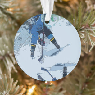 Das Gesicht-Off - Eishockeyspieler-Ornament Ornament