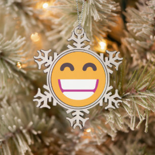Das Gesicht strahlend Augen Niedliche Farben Emoji Schneeflocken Zinn-Ornament