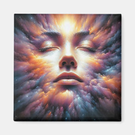 Das Gesicht vermischt sich mit farbenfrohen Wolken Magnet