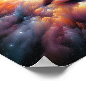 Das Gesicht vermischt sich mit farbenfrohen Wolken Poster (Ecke)