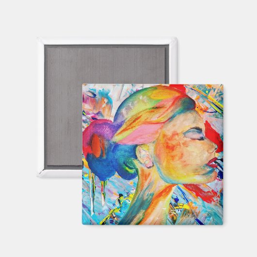 Das Gesicht vieler Farben Magnet (Vorderseite/Rückseite)