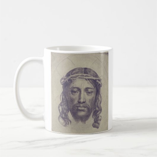 Das Gesicht von Christus auf dem heiligen Schleier Kaffeetasse (Links)