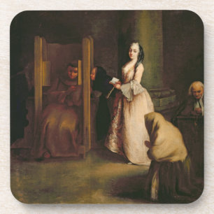Das Geständnis, c.1755 (Öl auf Leinwand) Getränkeuntersetzer