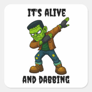 Das gestanzte Monster lebt und versucht zu Hallowe Quadratischer Aufkleber