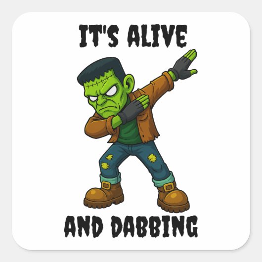 Das gestanzte Monster lebt und versucht zu Hallowe Quadratischer Aufkleber (Vorderseite)