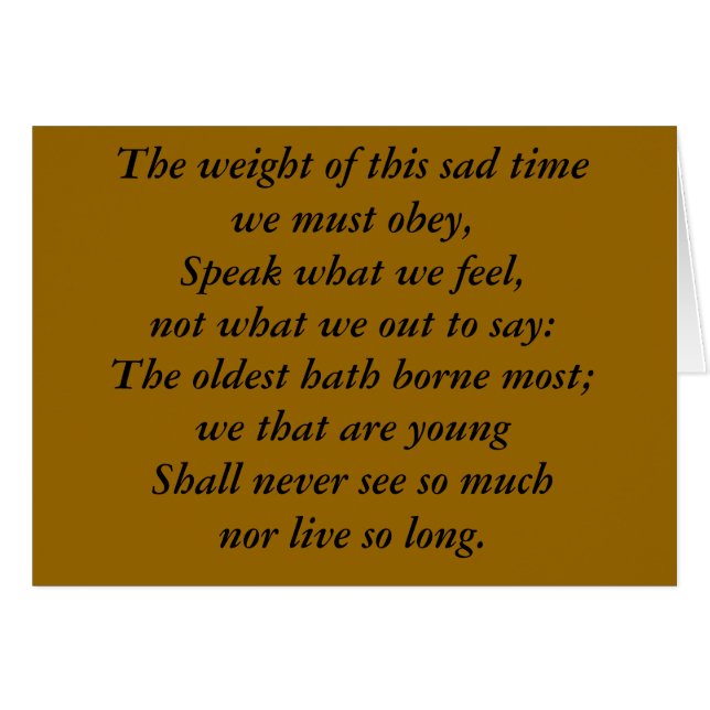 Das Gewicht dieser traurigen Zeit müssen wir (Vorderseite (Horizontal))