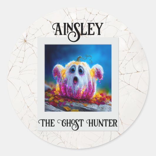 Das Ghost Hunter Halloween Pumpkin-Foto Runder Aufkleber (Vorderseite)