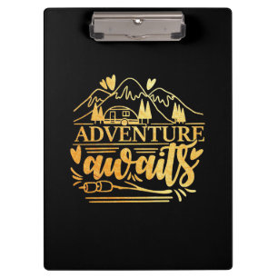 Das Gift Adventure von Campern steht bevor Klemmbrett