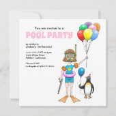 Das Girl and the Pinguin's Pool Party Einladung (Vorderseite)
