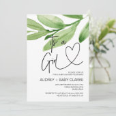 Das Girl Baby Shower Party Greenerity Baby Bash Einladung (Stehend Vorderseite)