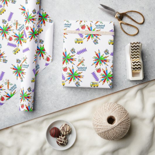 Das glänzende Papier zurück in die Schule ist Cool Geschenkpapier (Kunsthandwerk)