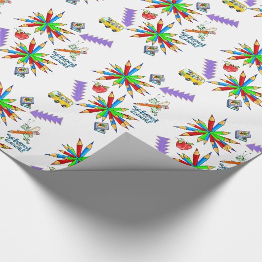 Das glänzende Papier zurück in die Schule ist Cool Geschenkpapier (Ecke)