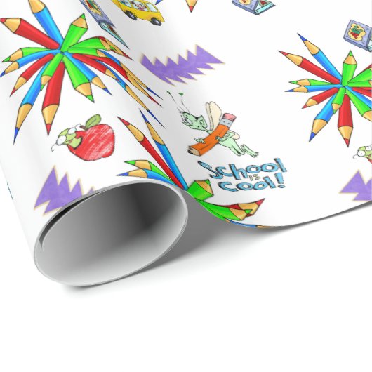 Das glänzende Papier zurück in die Schule ist Cool Geschenkpapier (Rolleneckpunkt)