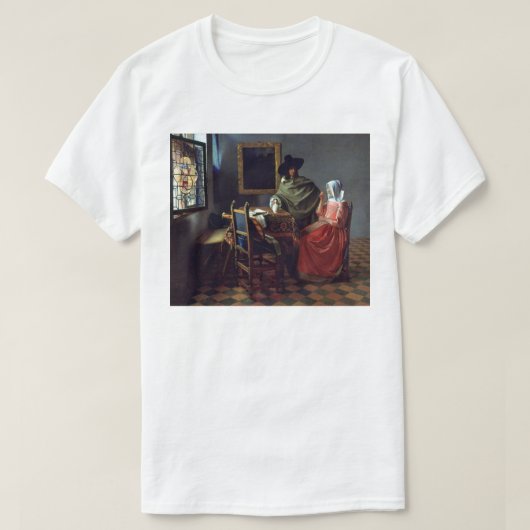 Das Glas des Weins durch Johannes Vermeer T-Shirt (Design vorne)
