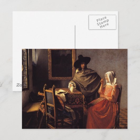 Das Glas Wein Postkarte (Vorne/Hinten)