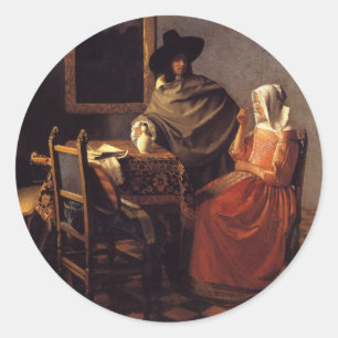 Das Glas Wein Runder Aufkleber