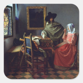 Das Glas Wein von Johannes Vermeer Quadratischer Aufkleber
