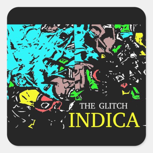 DAS GLITCH INDICA QUADRATISCHER AUFKLEBER (Vorderseite)