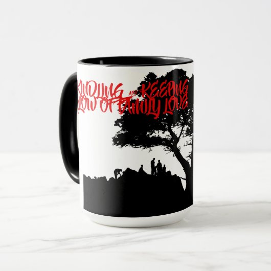 DAS GLOW OF FAMILIE LIEBE FAMILIENBÄUME HERZEN TASSE (Vorderseite Links)