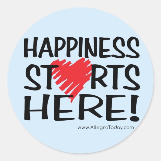 Das Glück beginnt hier! Runder Aufkleber (Vorderseite)